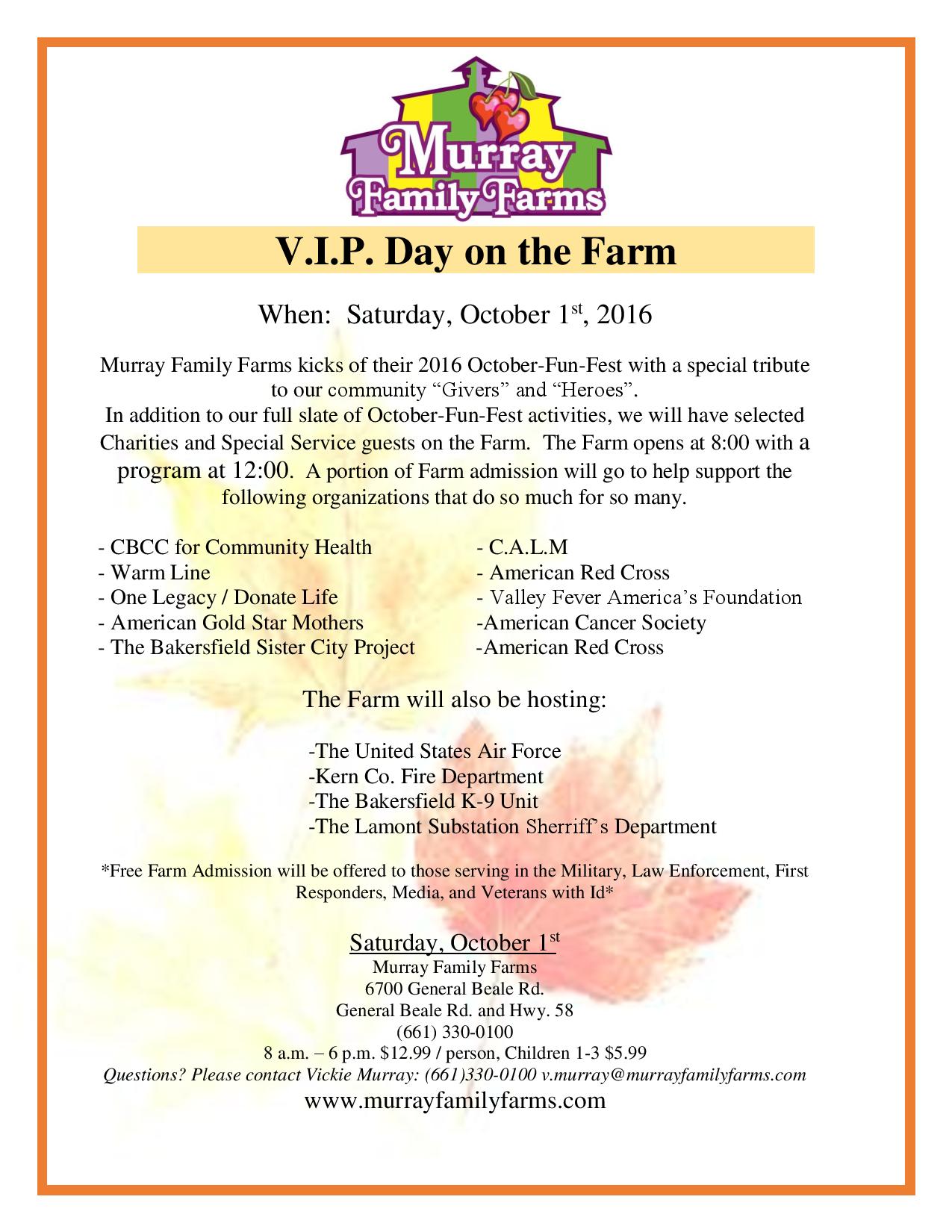 Murray Family Farms VIP Day, October 1st, 2016
