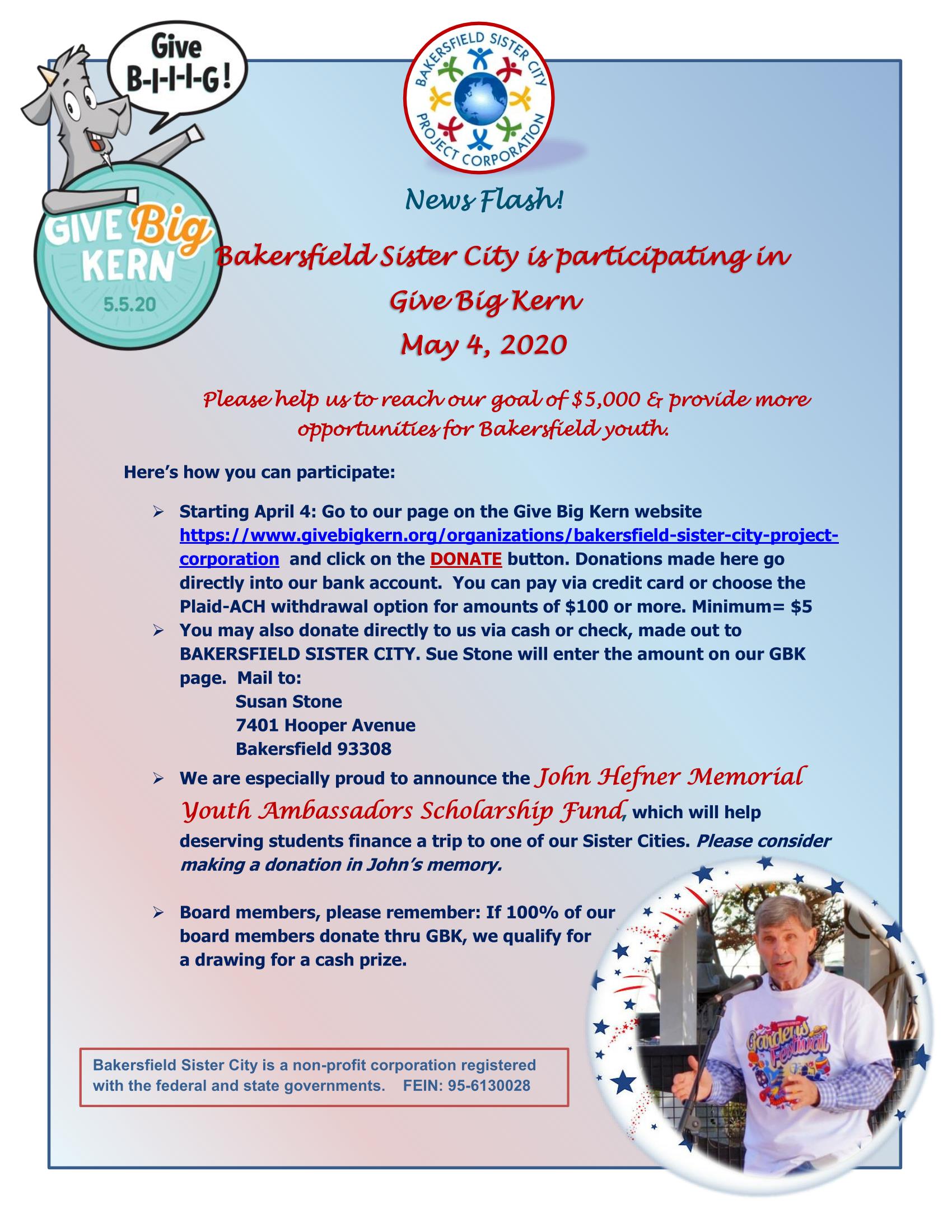 Bakersfield Sister City Give Big Kern 2020.